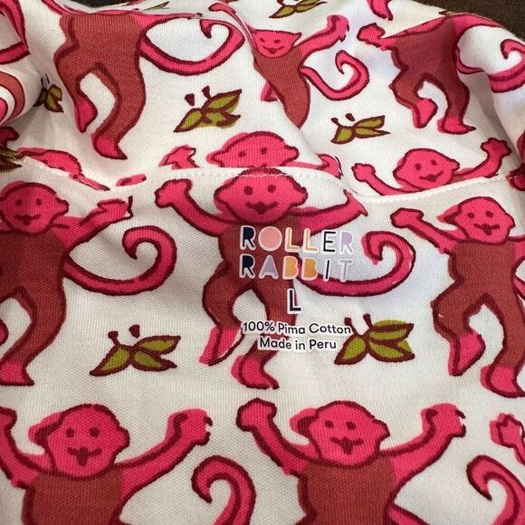 NWT Roller Rabbit Lovely Monkey Polo Pajama Top Large Red - Picture 4 of 9